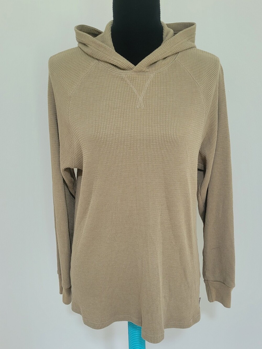 TNA Aritzia Women's Hooded Long Sleeve Waffle Knit T-Shirt XS Brown Casual